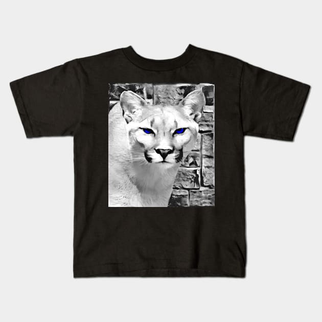 Puma Black and White Spray Paint Wall Kids T-Shirt by Nuletto